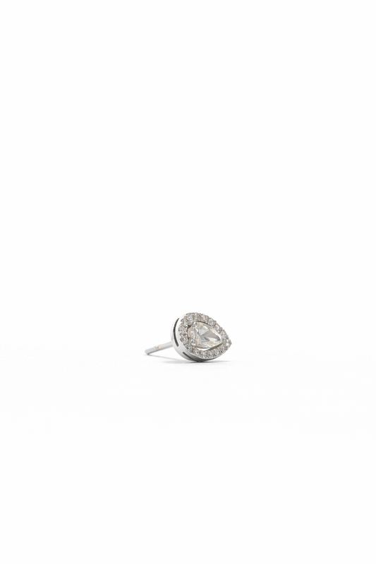 18K PEAR DIAMOND HALO STUD